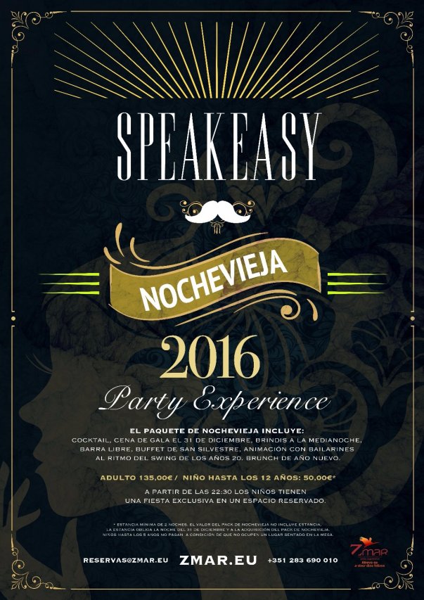 El precio de Zmar “Speakeasy” es de 135 euros por persona e incluye: el coctel de bienvenida, la Cena de Gala, barra libre, además de un Brunch para el 1 de enero.