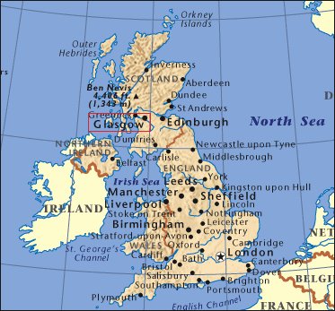 Mapa de situación de Glasgow