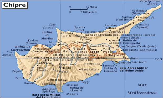 Mapa de situación de Chipre