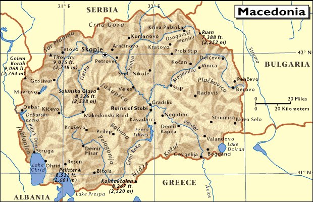 Mapa de situación de Macedonia