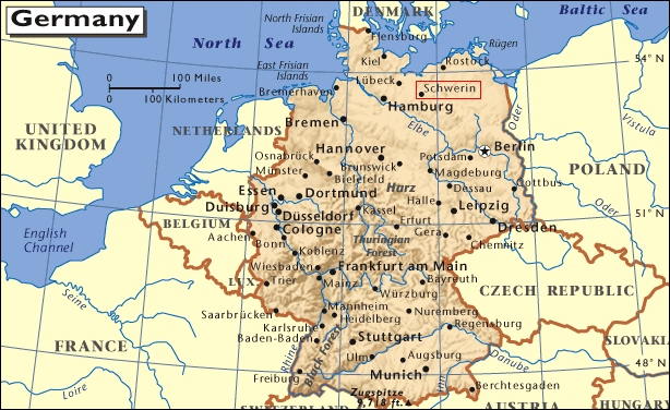 Mapa de situación de Schwerin