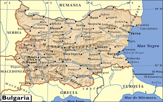 Mapa de situación de Sofía