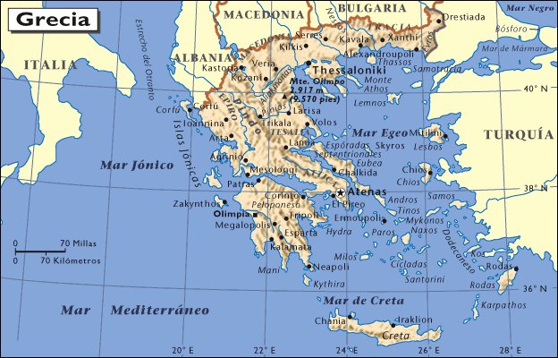 Mapa de situación de Grecia