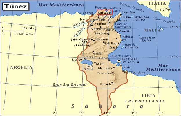 Mapa de situación de Cartago