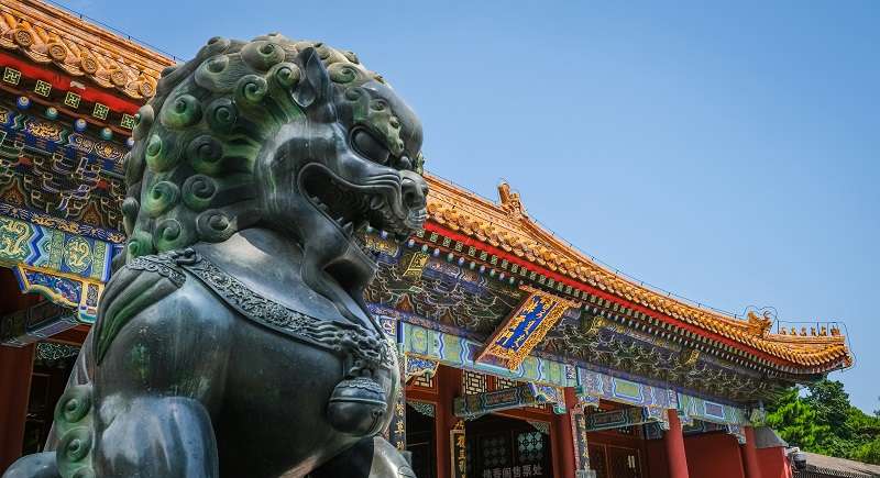 León guardián chino, comúnmente conocido en Occidente como perro Fu (Foo dog)