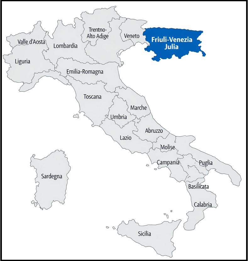 Mapa de situación de Friuli-Venecia Julia 