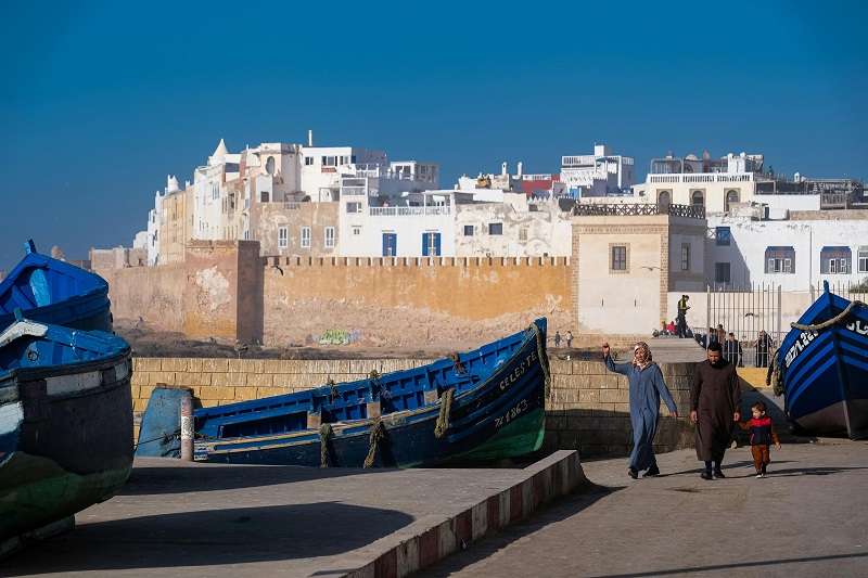 Puerto pesquero de Essaouira (Esauira en español), una ciudad costera fortificada en Marruecos