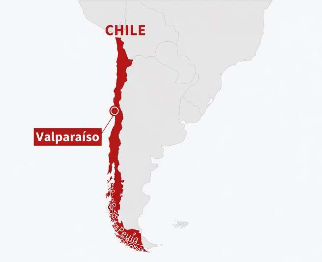 Mapa de situación de Valparaíso en Chile
